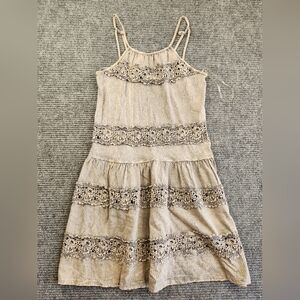 Hummingbird Lacey Crochet Detail Mini Dress Size Small Distressed Tie Dye Boho